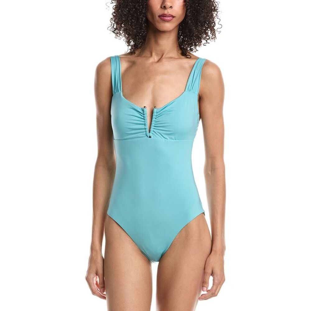 Becca By Rebecca Virtue Womens  Viviana Plunge One-Piece, Gray